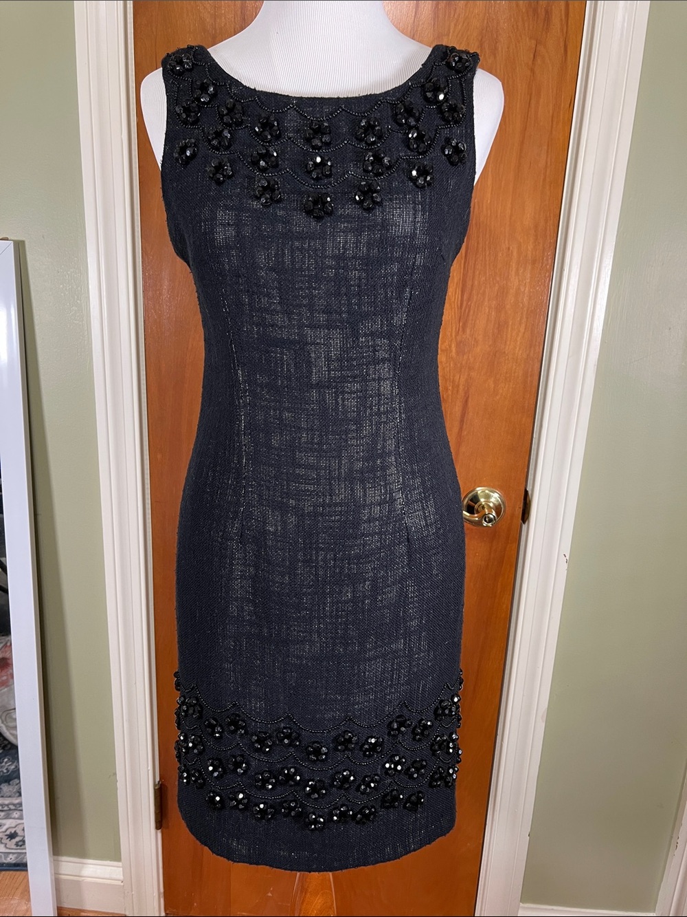 Milly Black Beaded Sleeveless Midi Dress